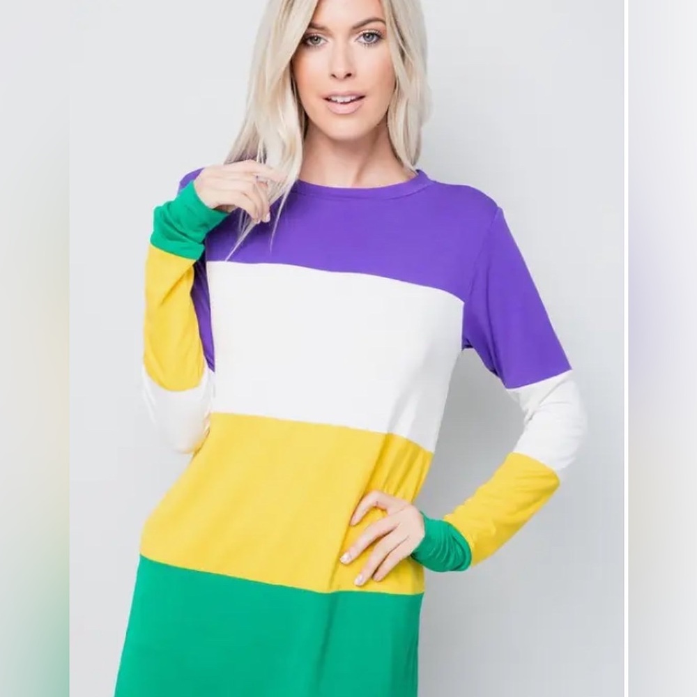 Mardi Gras Striped Tunic Top - Picture 1 of 7